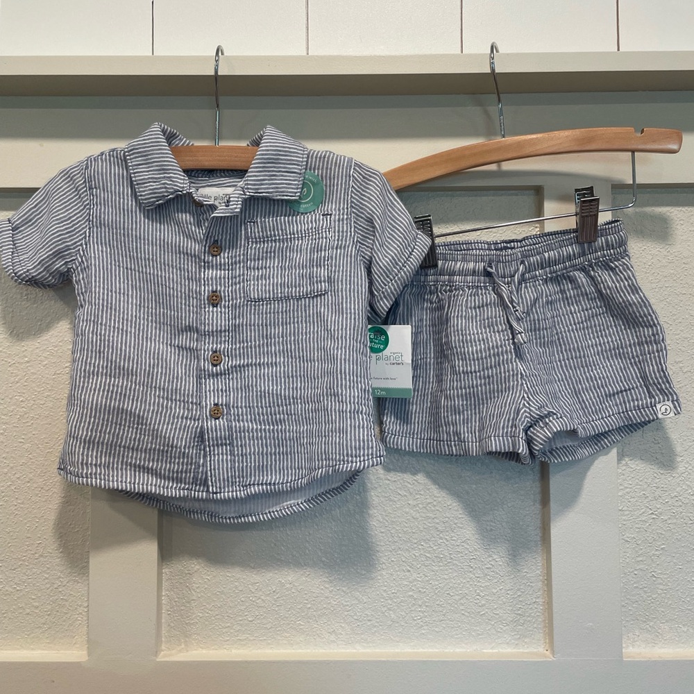 COPY - Striped Blue Kids Matching Set